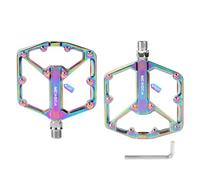 SUPAWAY 1 Par de Pedales para Bicicleta 9/16" Eje de Aluminio, Pedales Plataforma Antideslizantes para MTB, BMX, Bicicleta de Carretera, con Indicación Izquierda/Derecha (Irisado)