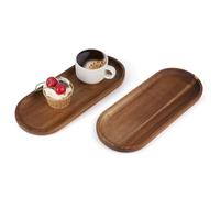 Supaway 2 Oval bandeja de madera Bandeja decorativa ovals de acacia Mostrador bandeja pequeña Bandejas de madera ligeras para alimentos frutas aperitivos pasteles decoración del hogar Marrón natural