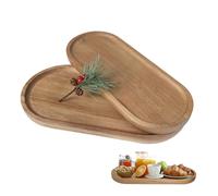 Supaway 2 Oval bandeja de madera Bandeja decorativa ovals de acacia Mostrador bandeja pequeña Bandejas madera ligeras para alimentos frutas aperitivos pasteles decoración hogar (1 grande + 1 pequeño)
