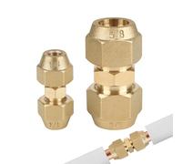 SUPAWAY 2 piezas de doble raco para tubos de cobre de 1/4'' y 5/8'' Conector de tubo de cobre de latón Extensiones de tubo de cobre Sin soldadura Atornillado Set de 2 tuercas de paso Diámetro de tubo