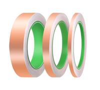 SUPAWAY 3 Rollos de Cinta de Cobre Autoadhesiva 20m x 6mm/12mm/25mm, Cinta de Cobre Contra Caracoles, Doble Cara Conductora para Blindaje EMI,Protección contra caracoles,Reparación eléctrica,Soldadura