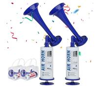 SUPAWAY Bocina de aire portátil Cuerno bomba aire mano Seguridad bocina Aire para barco Fabricante de ruido fuerte para acampar al aire libre, canotaje,fiesta cumpleaños, eventos deportivos, Azul-2Pcs