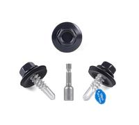 SUPAWAY Lote de 100 Tornillos Autoperforantes para Metal Ø4.8x19 mm Tornillos Autoperforantes para Chapa Pintados Cabeza Arandela Hexagonal con Arandelas EPDM y Llave de Vaso M8 (Gris RAL 7016)