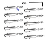 SUPAWAY Pack de 10 Tensores para cable 5 mm - Abrazadera inoxidable con espárrago y llave Allen, Perfecto para tensar y asegurar cables en jardines, terrazas o barcos