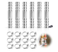 SUPAWAY Racores de manguera rectos, 2 Vías de acero inoxidable 304 con abrazaderas, Recto espiga manguera, Conector de manguera en I Adaptador para conectar aire,agua,gas y combustible (6 mm Set de 6)