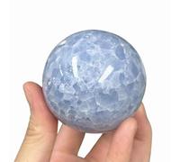 SUPBEI Bola de Cristal de Celestina Natural Esfera de Cuarzo curativa Piedra Preciosa para esculturas Decoración del hogar y la Oficina Meditación Fengshui Reiki Equilibrio,3.54in(9cm)