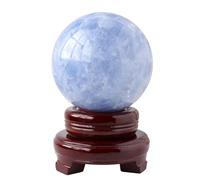 SUPBEI Bola de Cristal de curación de celestita Azul con Soporte - Bolas de Piedras Preciosas Naturales - Decoración del hogar de la Esfera Decorativa para la Fortuna de la brujería,35~40mm