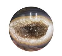 SUPBEI Muestra de Bola de Esfera de Cristal geode de ágata Natural con Soporte de Madera, Druzy Quartz Stone Sphere Gift Ornament para decoración de la casa Meditación,Diameter 60mm