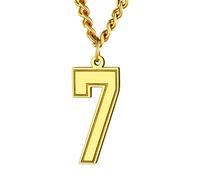 Supcare Collar Colgante de Acero inoxidable Collar Números 7 Colgante Cadena para Mujer Hombres Número de la Suerte Collar Colgante Numero Suerte Personalizado Regalo Aniversario (Número 7(oro))