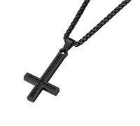 Supcare Collar Colgante de Cruz Invertida Acero Inoxidable con Esmalte Negro Colgante Cruz de San Pedro con Cadena 56+5cm Collares Negro de Cruz Invertida Hombre de Moda Navidad Año Nuevo