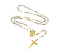 Supcare Collar Rosario San Miguel Hombre Cadena Rosario Acero Inoxidable Colgante Crucifijo Collar Rosario Largo Rezo Regalo Misa Rezo Regalo Amuleto