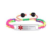 Supcare Pulseras Medicales Cruz Roja de Cordones Colorados para Mujeres Alerta Médica de Socorro Nombres Personalizados Pulseras Ajustables de Muñecas