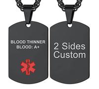 Supcare Tabla Militar Grabado Hombre Colgante Medical Personalizado Acero Inoxidable 316L para Enfermos Joyería Medical Hombre Cruz Roja Médica Collar Enfermo Textos Grabados
