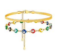 Supcare Tobillera de Acero Inoxidable Multicolores Ojo de Turco Pulsera de Tobillo Cadena Serpiente para Mujer Regalo de Mamá Día de la Madre