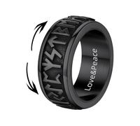 Supcare Vikingos Anillo Antiestrés Giratorio para Hombre, Anillos de Acero Hombre Plata/Negro, Talla 14-32 Vintage Anillo Personalizado Grabado con Runas Vikingas/Nudos Celtas, Paquete Regalo