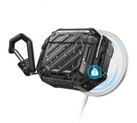 SUPCASE Funda para AirPods de 4ª Generación Compatible con Carga Inalámbrica y con Mosquetón Antiarañazos Estuche Rígido Resistente Golpes y Cuerpo Completo Case para AirPods 4 (2024) (Negro)