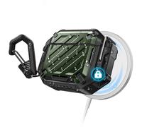 SUPCASE Funda para AirPods de 4ª Generación Compatible con Carga Inalámbrica y con Mosquetón Antiarañazos Estuche Rígido Resistente Golpes y Cuerpo Completo Case para AirPods 4 (2024) (Verde)