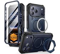 SUPCASE Funda para iPhone 17 Pro con Protector de Pantalla de Vidrio Templado [UBGrip Pro] Compatible con MagSafe Soporte Integrado Case Magnética Resistente de Cuerpo Completo -Azul