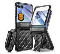 SUPCASE Funda para Samsung Galaxy ZFlip 7 con Soporte y Clip para Cinturón [UB Pro] Protección de Bisagra con Protector de Pantalla de Vidrio Templado Frontal Cuerpo Completo Resistente Case (Negro)