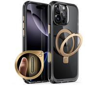 SUPCASE Magnética Funda para iPhone 16 Pro 6.3 Inch 2024 [MagStand] Posterior Alta Transparente Slim Delgada Carcasa con Botones de Control de Cámara y Soporte Kickstand Resistente Case (Oro Negro)