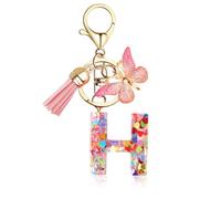 Supchamp Regalos Niña de San Valentín Pascua, Llavero niñas - Primera carta Llavero personalizado con carta Llavero rosa mujeres Adolescentes Escolar Llavero H