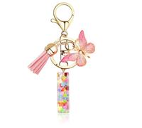 Supchamp Regalos Niña de San Valentín Pascua, Llavero niñas - Primera carta Llavero personalizado con carta Llavero rosa mujeres Adolescentes Escolar Llavero Y