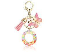 Supchamp Regalos Niña de San Valentín Pascua, Llavero niñas - Primera carta Llavero personalizado con carta Llavero rosa mujeres Adolescentes Escolar Llavero O