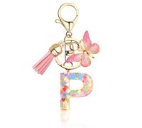 Supchamp Regalos Niña de San Valentín Pascua, Llavero niñas - Primera carta Llavero personalizado con carta Llavero rosa mujeres Adolescentes Escolar Llavero P