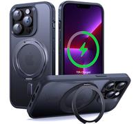 Supdeal Funda Soporte Magnética para iPhone 13 Pro, 360° Soporte de Anillo Giratorio Compatible con MagSafe, Carcasa Translúcido Mate Dura Antideslizante Capa Antigolpes Grado Militar, 6.1", Negro