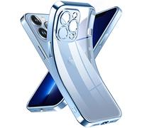 Supdeal Transparente Crystal Funda para iPhone 13 Pro, Case Silicona Anti Amarillo Carcasa Bumper Militar Antigolpes Capa Protector Cámara Estuche Ligera Ultra Fina Slim, 6,1", Azul