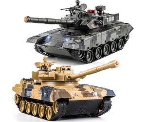 Supdex Tanque Control Remoto 1/24, Tanques Radiocontrol China 99 VS Russian T90, 2,4 GHz Tanque de Guerra con Luz y Humo, Efectos de Sonido, Juguetes de Tanque Apto para Niños a Partir de 6 Años
