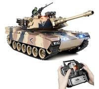 Supdex Tanque RC 1:18 M1A2 Militar con Efectos de Humo, Sonido y Luz Tanque de Guerra RC Teledirigido con Disparo de BBS y Bombas de Agua, Tanque Radio Control para Adultos y Niños 6+