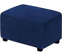 Supe Soft Velvet Rectangular Elastic Ottoman Cover, Non-Slip Washable Removable Universal Suede Protector For Pouffe Living Room(Blue d,L)