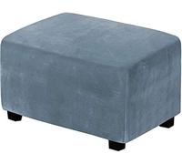Supe Soft Velvet Rectangular Elastic Ottoman Cover, Non-Slip Washable Removable Universal Suede Protector For Pouffe Living Room(Blue c,XL)