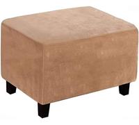 Supe Soft Velvet Rectangular Elastic Ottoman Cover, Non-Slip Washable Removable Universal Suede Protector For Pouffe Living Room(Brown b,L)