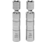 Supecesorio Llave de bujía magnética universal de 14 mm y 16 mm, juego de llaves magnéticas universales de 3/8 pulgadas, herramienta de desmontaje para bujías para reparación de coches (14 mm + 16 mm)