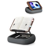 SupeDesk Soporte para libros para leer, soporte de lectura ajustable para cama, sofá, escritorio, cojín de lectura suave con clip lateral y espacio de almacenamiento, plegable, manos libres