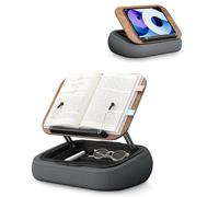 SupeDesk Soporte para libros para leer, soporte de lectura ajustable para sofá, cama, escritorio, cojín de lectura suave con clip lateral y espacio de almacenamiento, plegable, manos libres, esencial