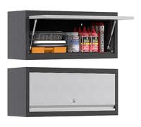 SUPEER Armario de Pared Metálico para Herramientas con Puerta Abatible, Armario de Pared Cerrable de Acero Inoxidable para Garaje, Taller, Cocina H35 x L66 x P30 cm