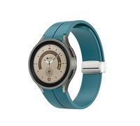 SUPENG Correa Compatible con Samsung Watch 4/5 40 44mm Watch 5 Pro 45mm Banda Hebilla Magnética de Silicona Compatible con Galaxy Watch 4 Classic 42 46mm(Silver dark blue,Galaxy watch 5 44mm)