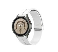 SUPENG Correa Compatible con Samsung Watch 4/5 40 44mm Watch 5 Pro 45mm Banda Hebilla Magnética de Silicona Compatible con Galaxy Watch 4 Classic 42 46mm(Silver white,Galaxy watch 5 40mm)