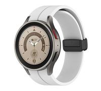 SUPENG Correa Compatible con Samsung Watch 4/5 40 44mm Watch 5 Pro 45mm Banda Hebilla Magnética de Silicona Compatible con Galaxy Watch 4 Classic 42 46mm(Bianco,Watch 4 Classic 46mm)
