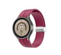 SUPENG Correa Compatible con Samsung Watch 4/5 40 44mm Watch 5 Pro 45mm Banda Hebilla Magnética de Silicona Compatible con Galaxy Watch 4 Classic 42 46mm(Silver wine red,Watch 4 Classic 46mm)