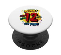 Super 12 cumpleaños, cómic, Arte Pop, guau, Genial, Dios mío, oh, sí, niños PopSockets PopGrip Adhesivo