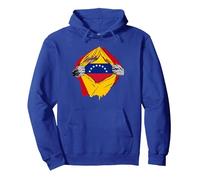 Super Bandera Venezuela y España Descendiente de Venezolano Sudadera con Capucha, Unisex para Adultos, Azul Real, S