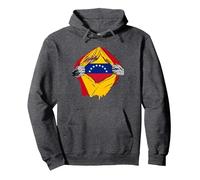 Super Bandera Venezuela y España Descendiente de Venezolano Sudadera con Capucha, Unisex para Adultos, Jaspeado Oscuro, XL