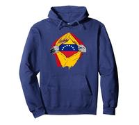 Super Bandera Venezuela y España Descendiente de Venezolano Sudadera con Capucha, Unisex para Adultos, Azul Marino, XXL