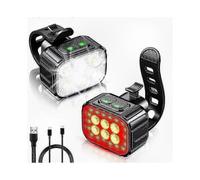 Super Bright USB Rechargeable LED Bike Light Set for Night Riding, Front and Rear Bicycle Safety Lights with Long Battery Life