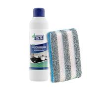 SUPER CLEAN Limpiador para placas vitrocerámicas e inducción | 250 ml + esponja dúo | Limpieza y cuidado brillante - elimina grasa y restos quemados | Sin etiquetar