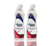SUPER CLEAN WC Power Gel 2 x 750 ml - Limpiador de inodoro premium contra cal y piedra de orina - Gel de inodoro adhesivo con aroma a cereza - Suave y sin marcado GHS - Fabricado en Alemania